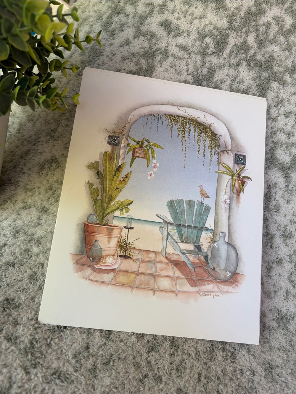 Coastal Beach Sea Ocean View Archway Canvas Art Print NWT Carol Green